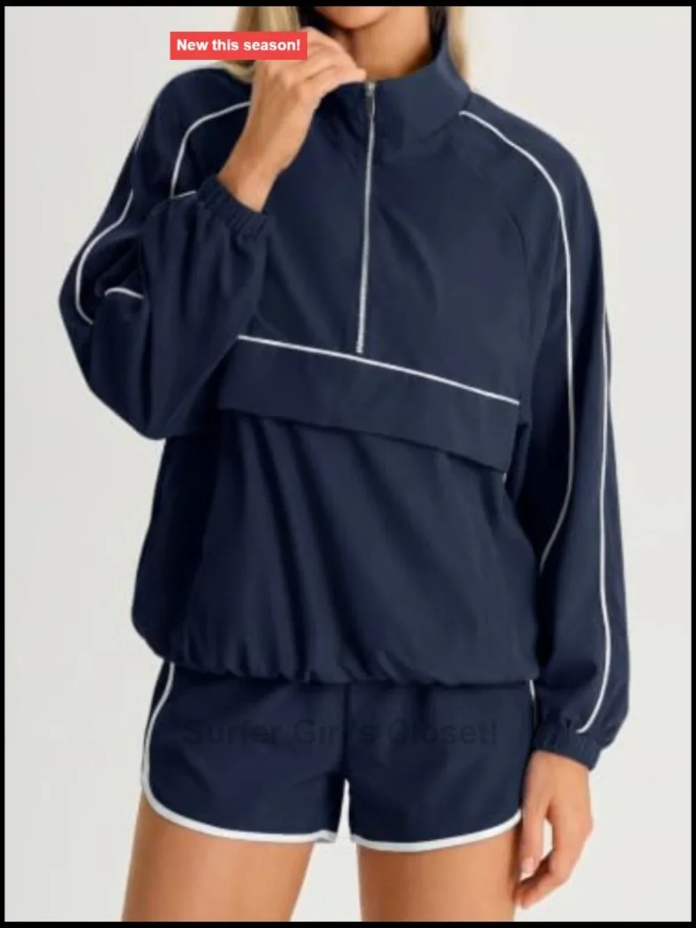 UPF 50+ Quarter Zip Pullover & Short Set 2 Piece Athleisure